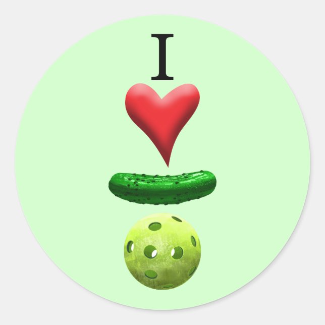 I Love Pickleball - Green - Classic Round Sticker (Front)