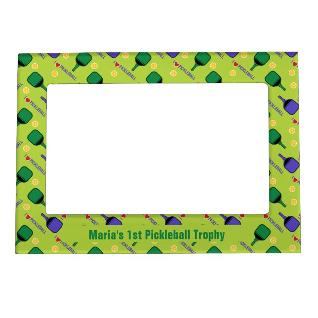 I love Pickleball green  custom text  Magnetic Frame (Front)