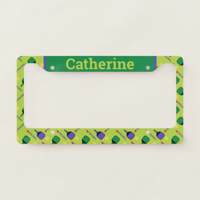 I love Pickleball green  License Plate Frame (Front)