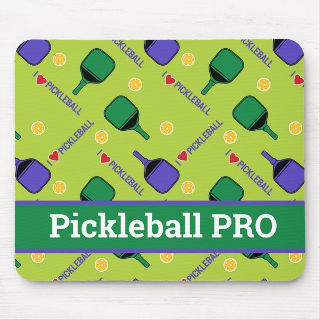 I love Pickleball green  Mouse Pad (Front)