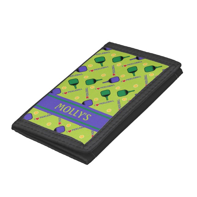 I love Pickleball green  Trifold Wallet (Bottom)