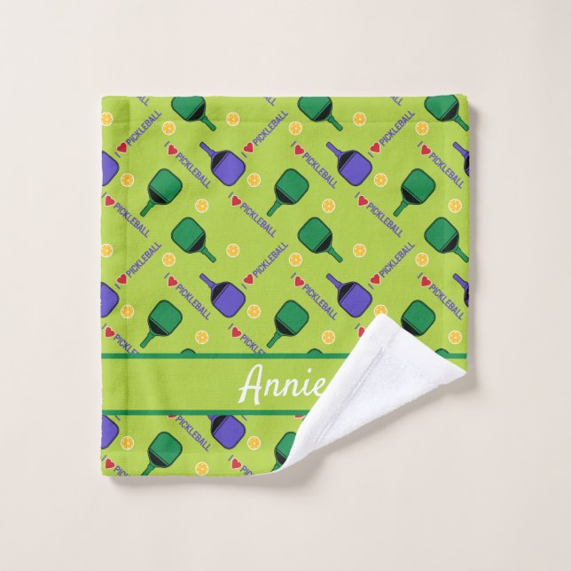 I love Pickleball green  Wash Cloth (Wash Cloth)