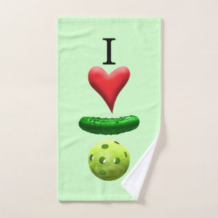 I Love Pickleball Logo - Green -  Sweat Towel