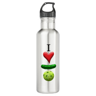I Love Pickleball Logo Stainless Steel Water Bottle
