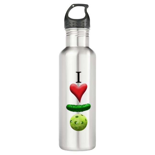 I Love Pickleball Logo Stainless Steel Water Bottle (Front)