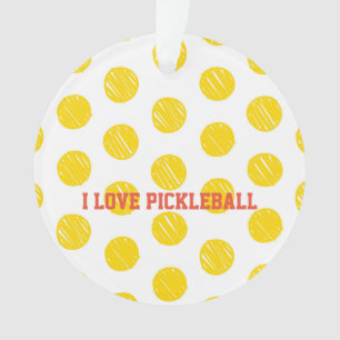 I LOVE PICKLEBALL Modern Yellow Sports Fun  Ornament