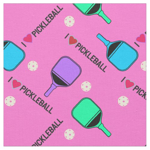 I love pickleball pastel pink fabric