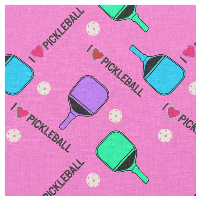 I love pickleball pastel pink fabric (Close Up)