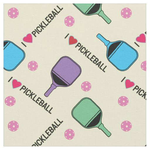 I love pickleball pastel yellow fabric | Zazzle