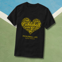 I Love Pickleball Personalized Name Word Art Heart