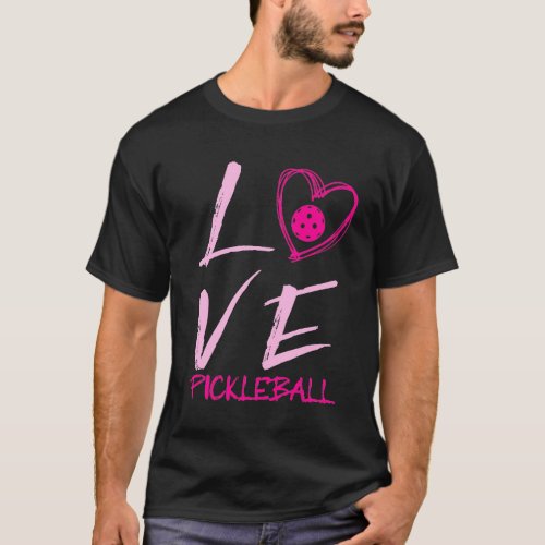 I Love Pickleball Pink Heart T_Shirt