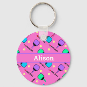 I love Pickleball pink Keychain