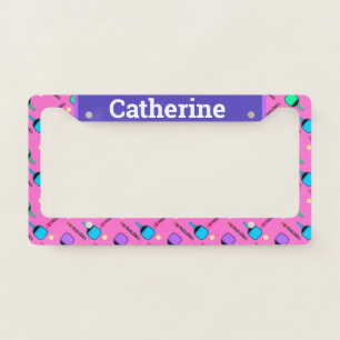 I love Pickleball pink License Plate Frame