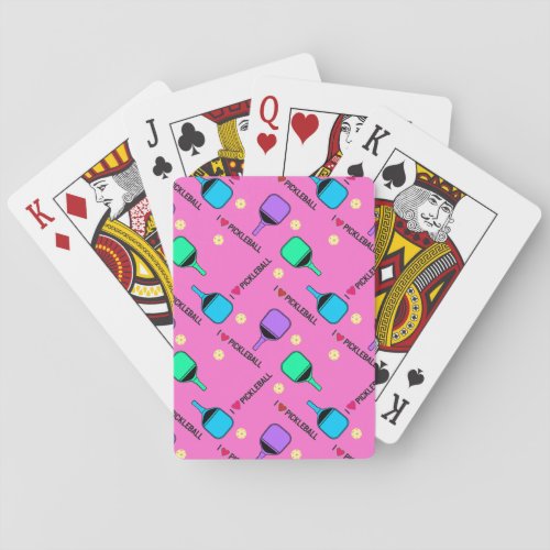 I love Pickleball pink  Playing Cards