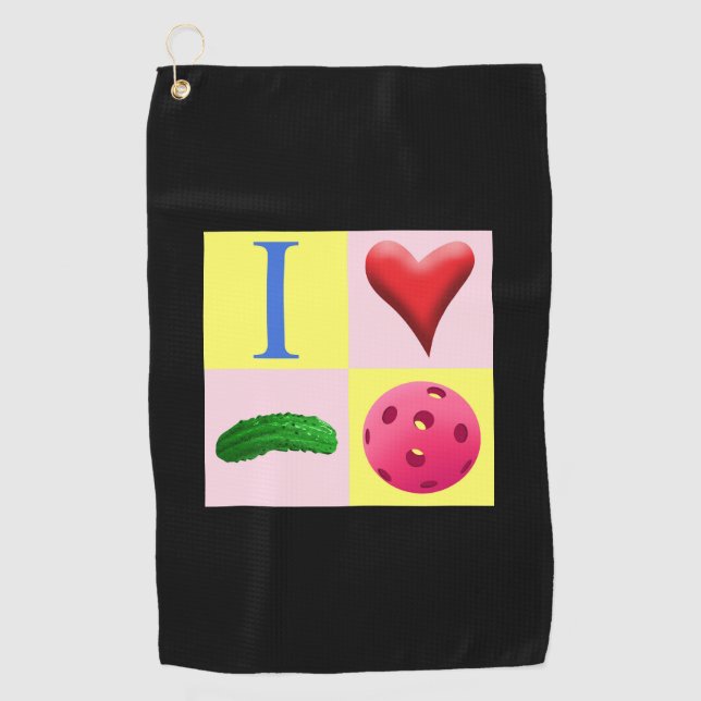 I Love Pickleball Pink Sweat Towel (Front)