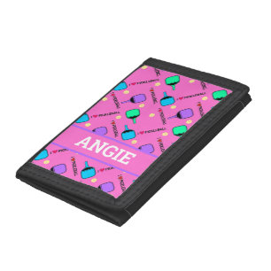 I love Pickleball pink Tri-fold Wallet