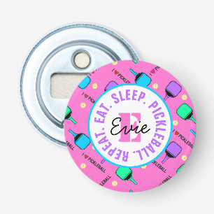 I love Pickleball pink, with name and initial Bottle Opener