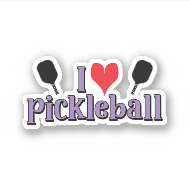 I love pickleball Purple Text Pickleball Paddles Sticker (Front)