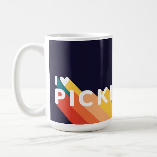I Love Pickleball Rainbow Retro Coffee Mug