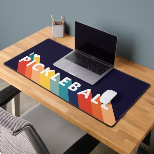 I Love Pickleball Rainbow Retro Desk Mat