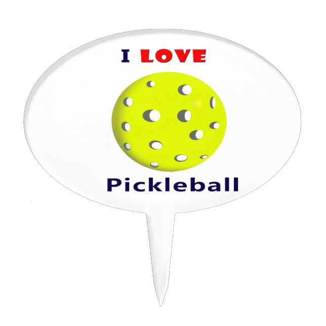 i love pickleball red text pickleball graphic.png cake topper (Front)