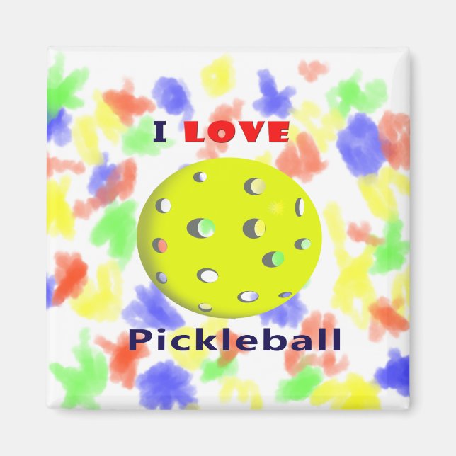 i love pickleball red text pickleball graphic.png magnet (Front)