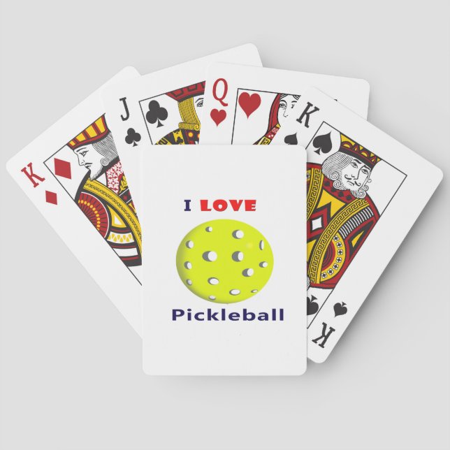 i love pickleball red text pickleball graphic.png poker cards (Back)