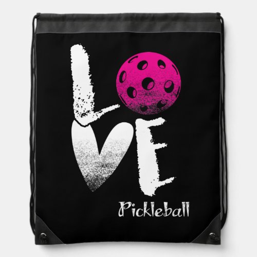 I Love Pickleball T_Shirt Funny Pickle Ball Drawstring Bag