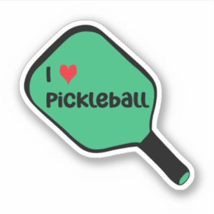 I love pickleball Text on Green Pickleball Paddle Sticker