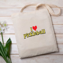 I love pickleball Text on Yellow with Red Heart