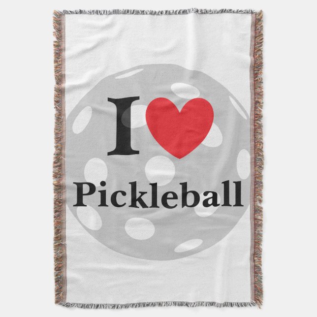 "I Love Pickleball" Throw Blanket (Front Vertical)