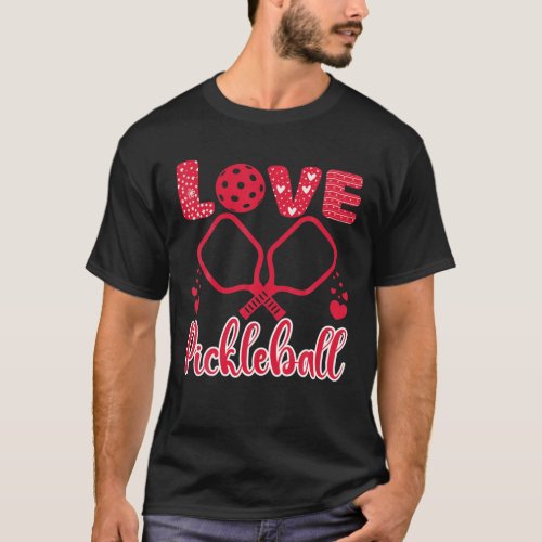 I Love Pickleball Valentines Day I Heart Pickleba T_Shirt