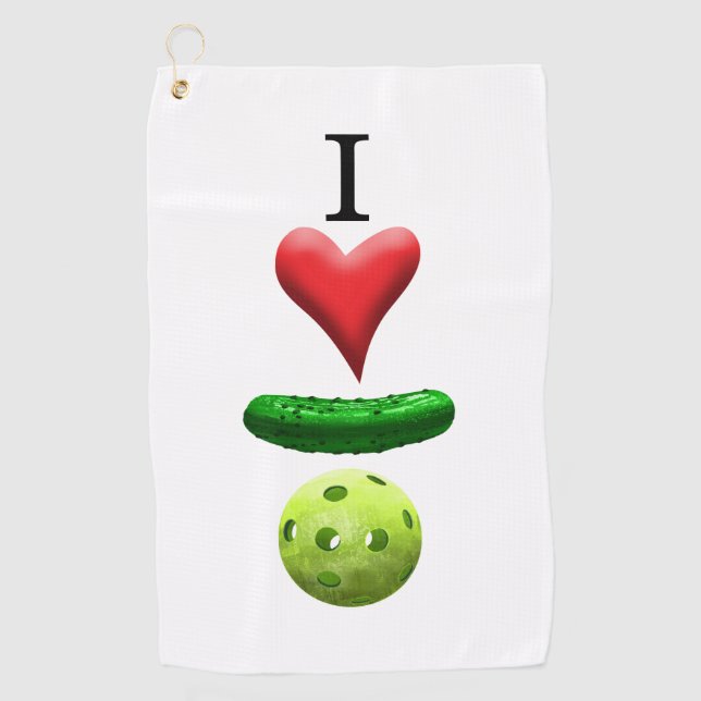 I Love Pickleball White Sweat Towel (Front)