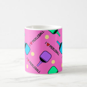 I love pickleballs on cute pink coffee mug