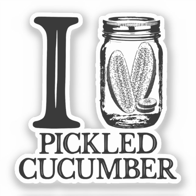 I Love Pickled Cucumber - Vintage Pickle Cucumber Sticker (Front)