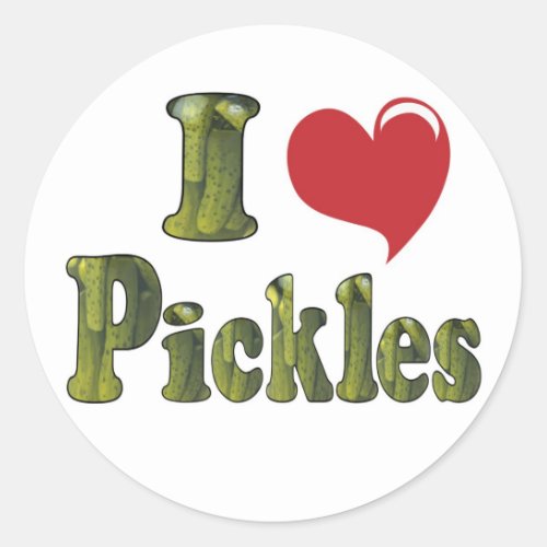 I Love Pickles Classic Round Sticker