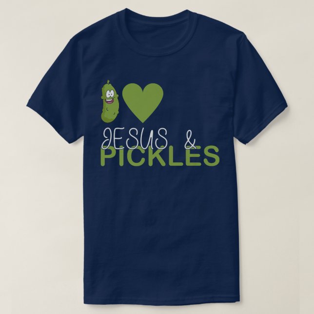 I Love Pickles & Jesus, Pickle Vegetable Farming V T-Shirt (Design Front)