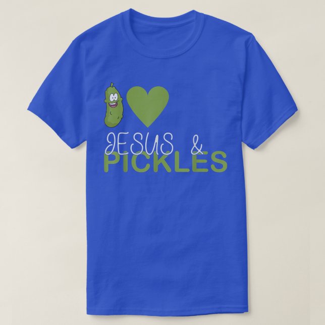 I Love Pickles & Jesus, Pickle Vegetable Farming V T-Shirt (Design Front)