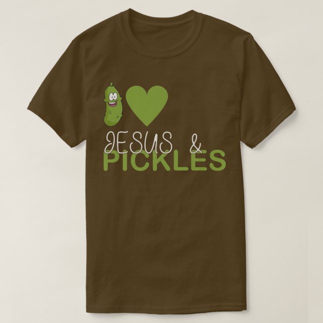 I Love Pickles & Jesus, Pickle Vegetable Farming V T-Shirt (Design Front)