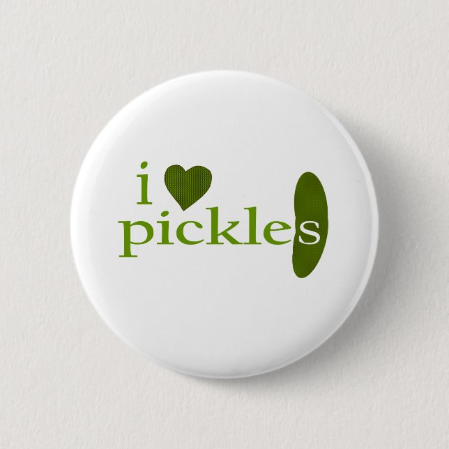 I Love Pickles Pinback Button (Front)