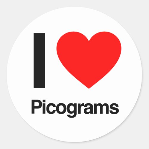 i love picograms classic round sticker