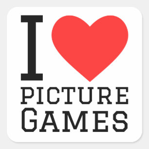 I love picture games square sticker