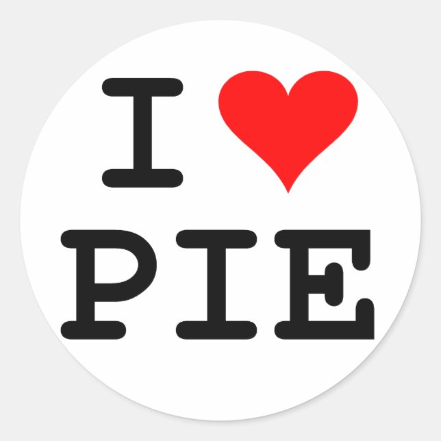 I love pie (black lettering) classic round sticker (Front)