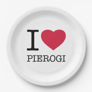 I LOVE PIEROGI PAPER PLATES