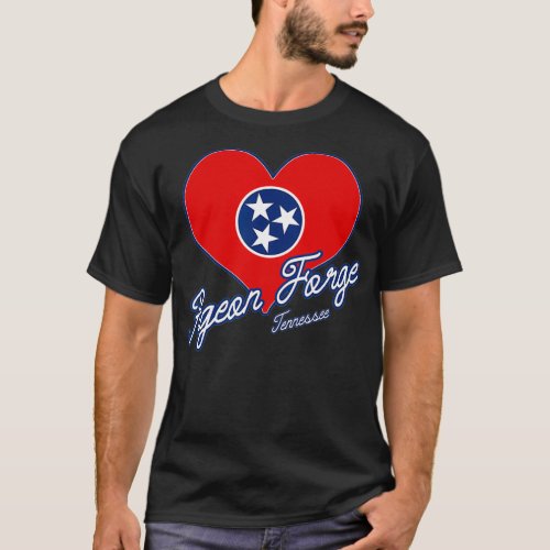 I Love Pigeon Forge Tennessee Heart State Flag T_Shirt