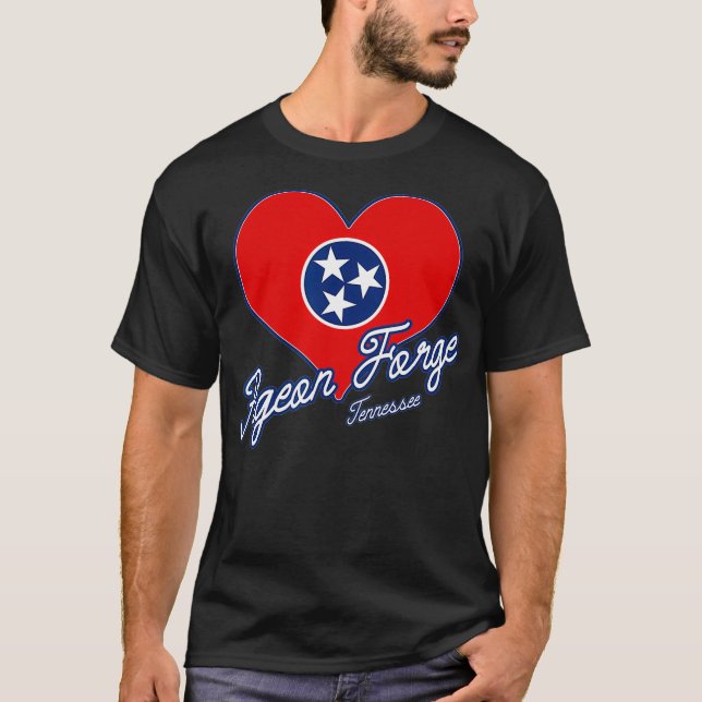 I Love Pigeon Forge Tennessee Heart State Flag T-Shirt (Front)