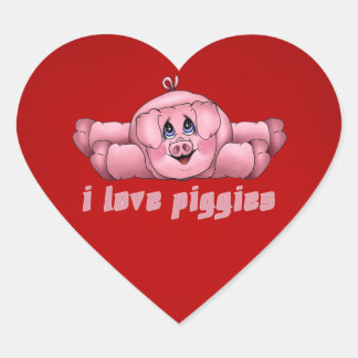 I Love Piggies Heart Sticker