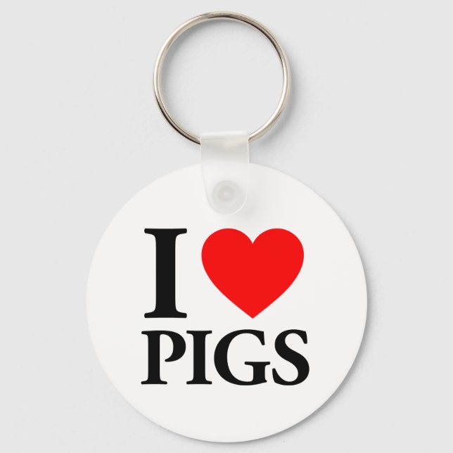 I Love Pigs Keychain (Front)