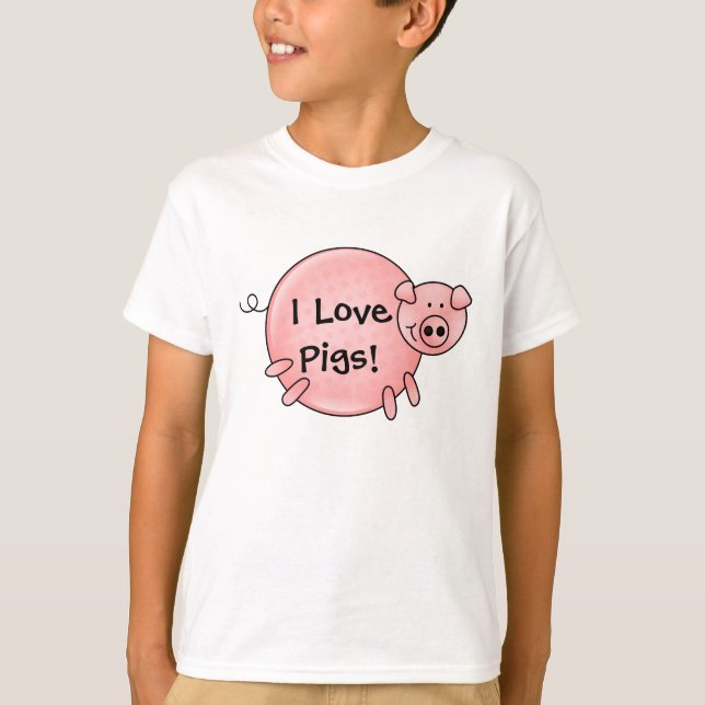 I Love Pigs Kids T-Shirt (Front)