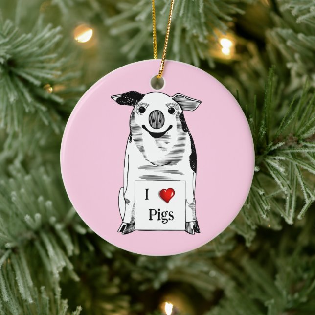 I Love Pigs * National Pig Day  Ceramic Ornament (Tree)